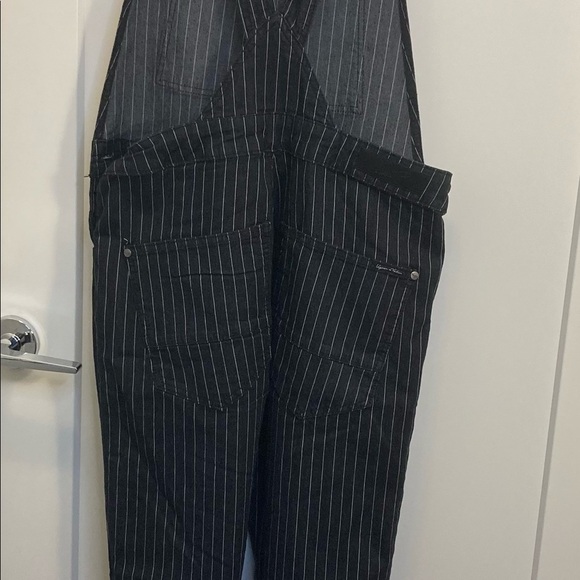 LIQUOR  N POKER Sz M Pinstripe Denim Jeans Overalls - Picture 9 of 9